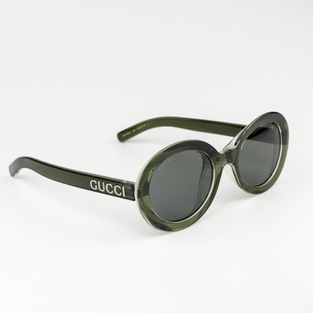 SALE! NEW Gucci GG1722SA 005 Transparent Green Smoke Grey Unisex Oval Sunglasses - Picture 6 of 12